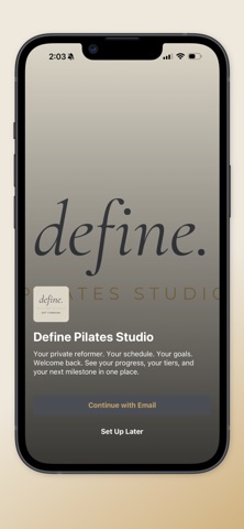 Define Pilates Studio iPhone screenshot