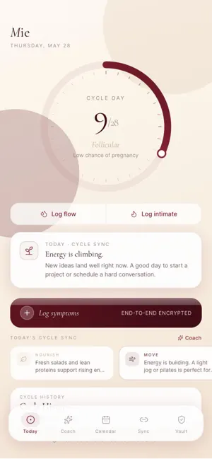 mie: cycle tracker screenshot 1