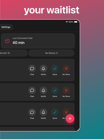 WaitHub iPad screenshot