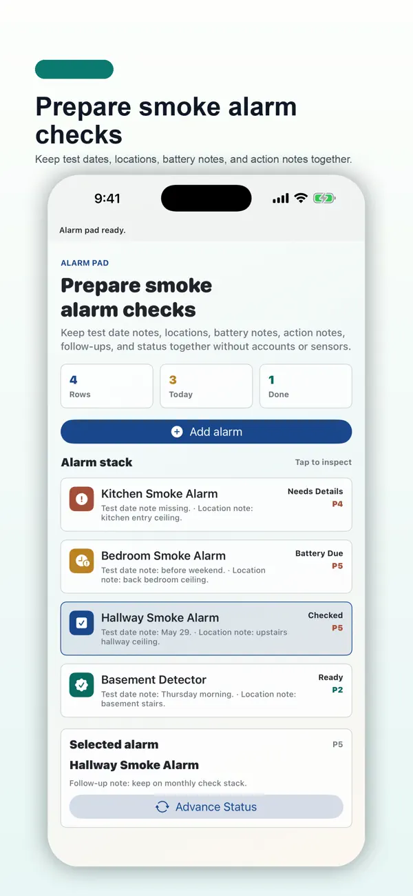 Screenshot #1 pour Smoke Alarm Check Pad