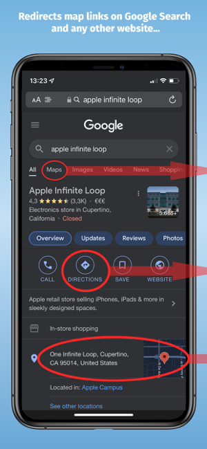 Map Redirect for Map Links Screenshot