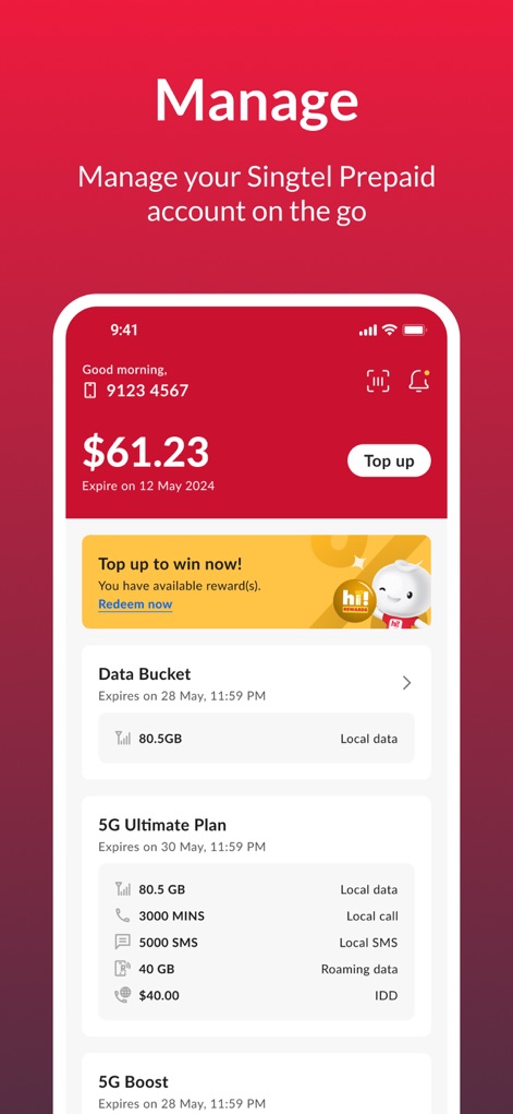 Singtel Prepaid hi!App - Utilities App | MWM