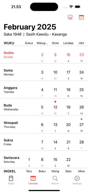 BaliCalendar screenshot 1