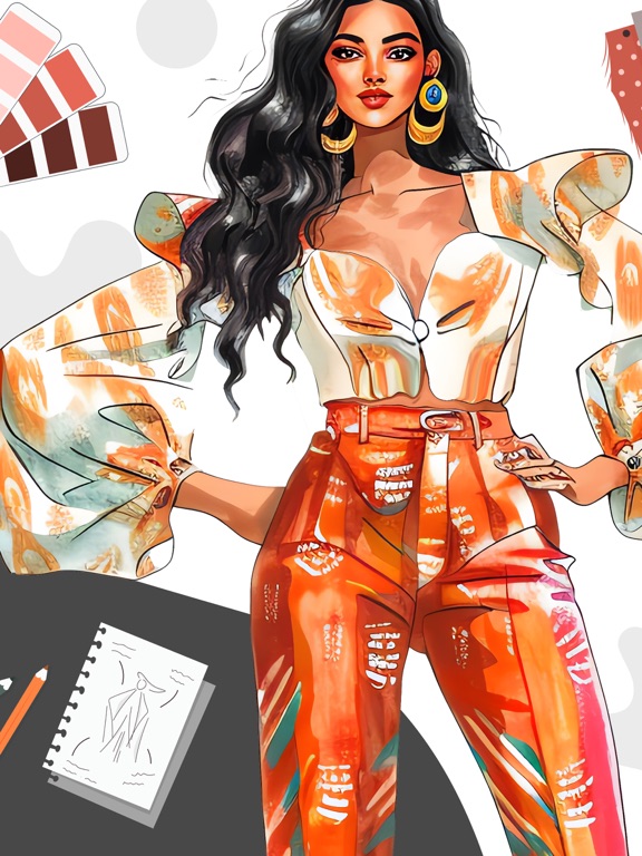 Fashion Sketch Outfit Design iPad screenshot 3 - Graphics & Design app