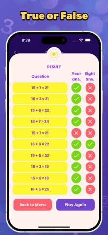 Kids True False Maths Screenshot 2 of 6