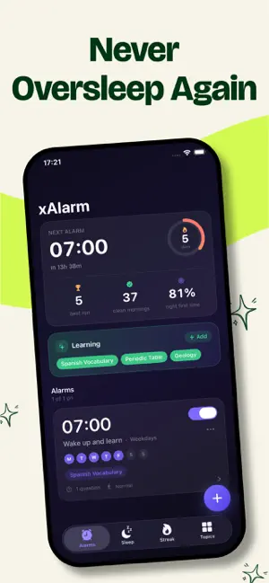 xAlarm: Wakeup Alarm clock screenshot 1