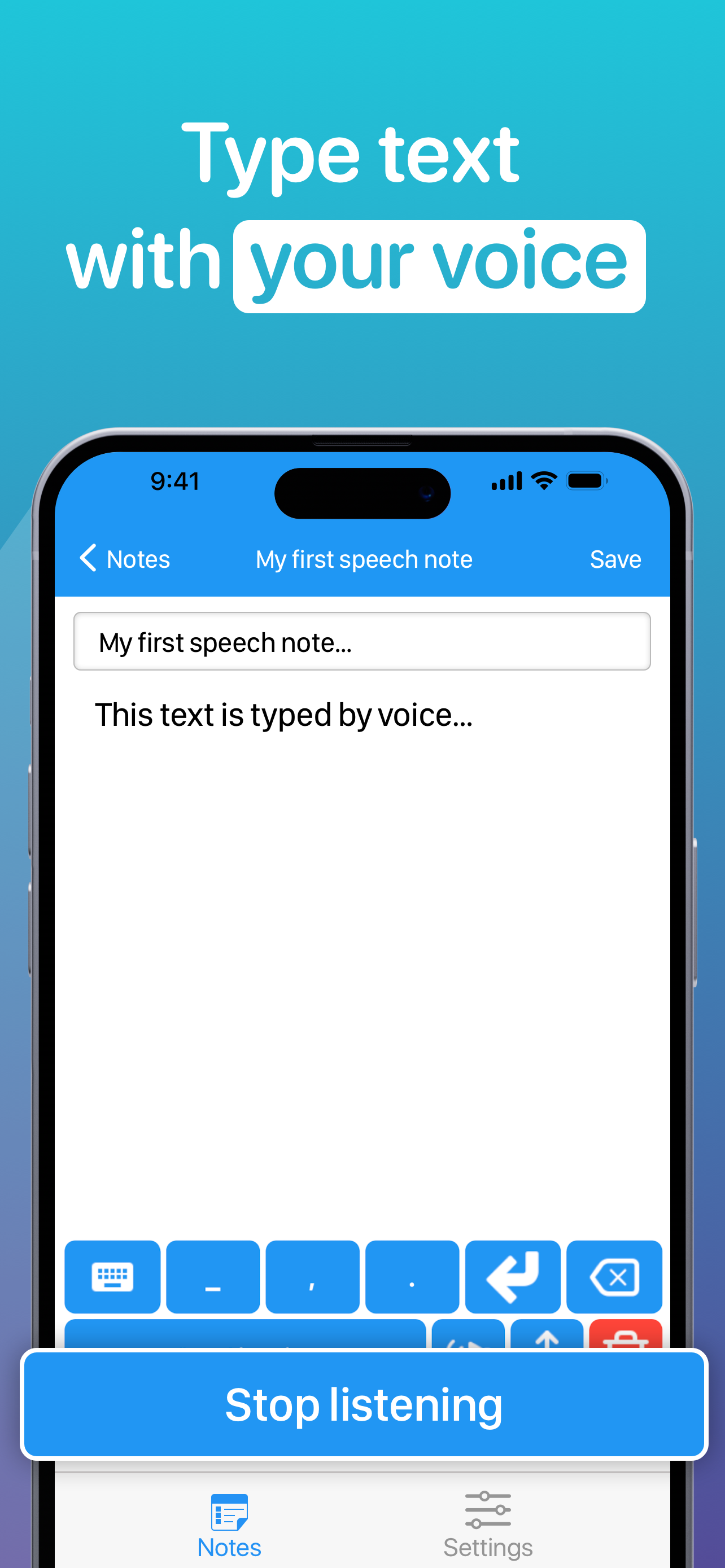 Speech to text: voice memos