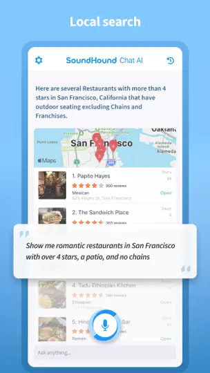 Captura de pantalla de SoundHound Chat AI App en iPhone 1