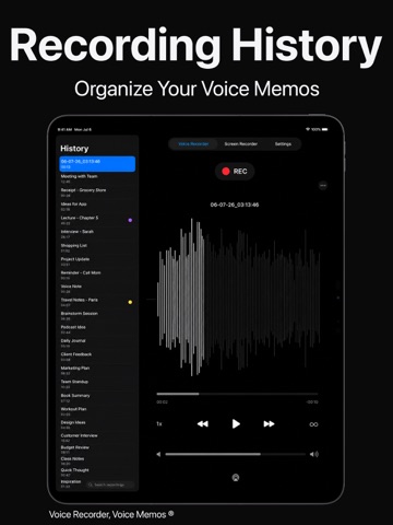 Voice Recorder, Voice Memos ® iPad screenshot
