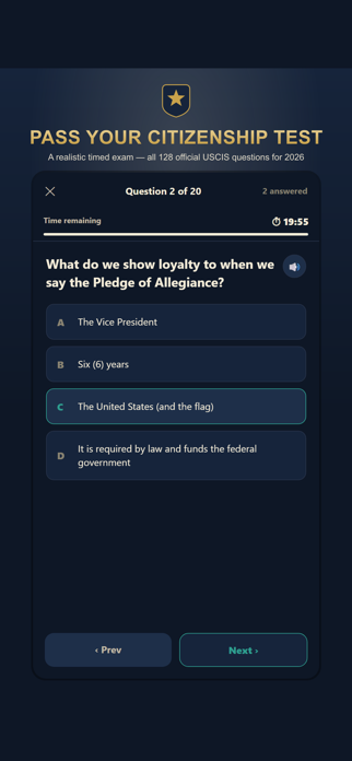 US Citizenship Test 2026 Study Screenshot 1 of 8