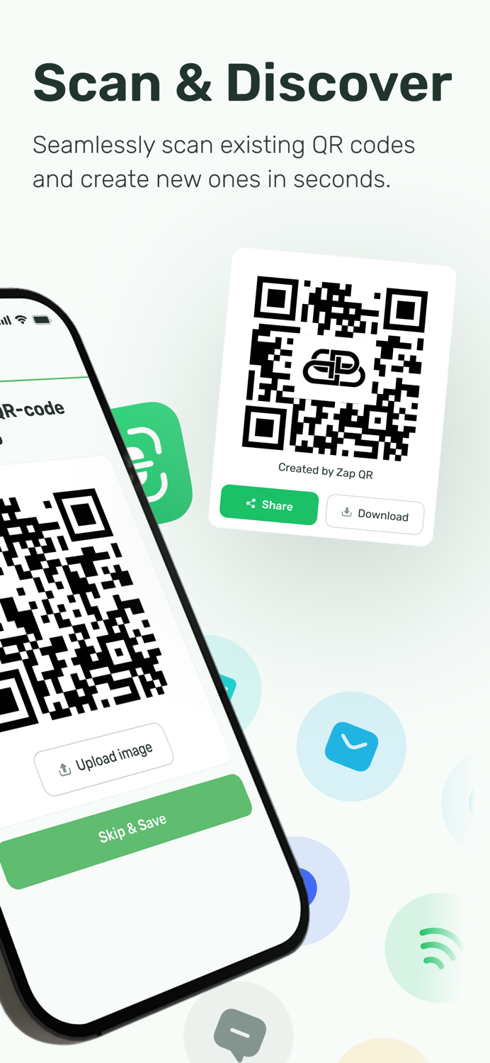 Zap QR Codes. Scan  create