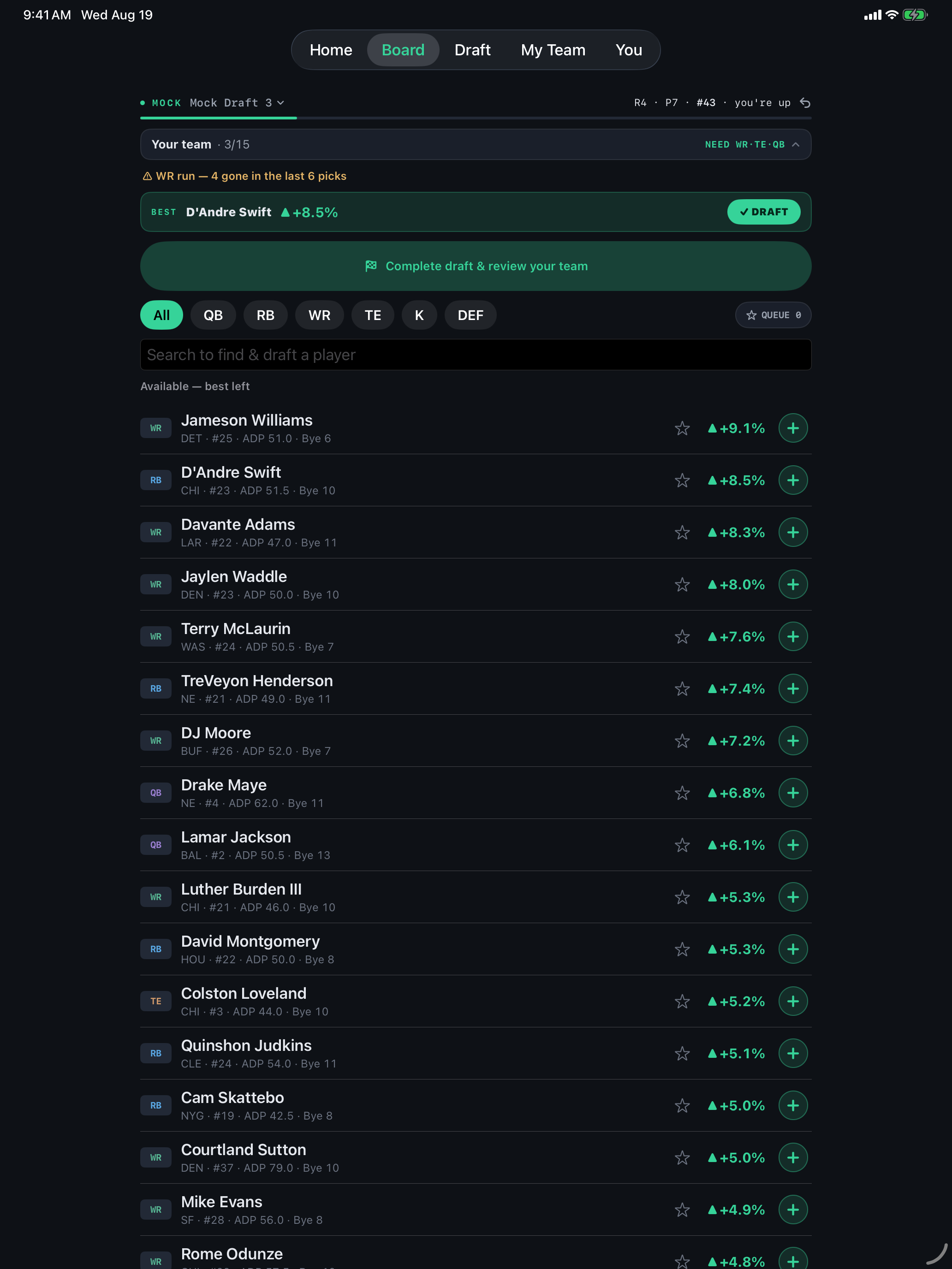 Fantasy Draft: DraftOdds screenshot 6