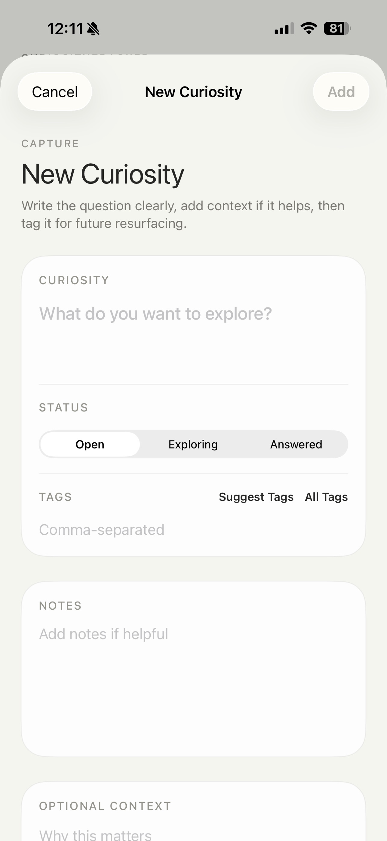 Screenshot 2 of Curiosity Tracker