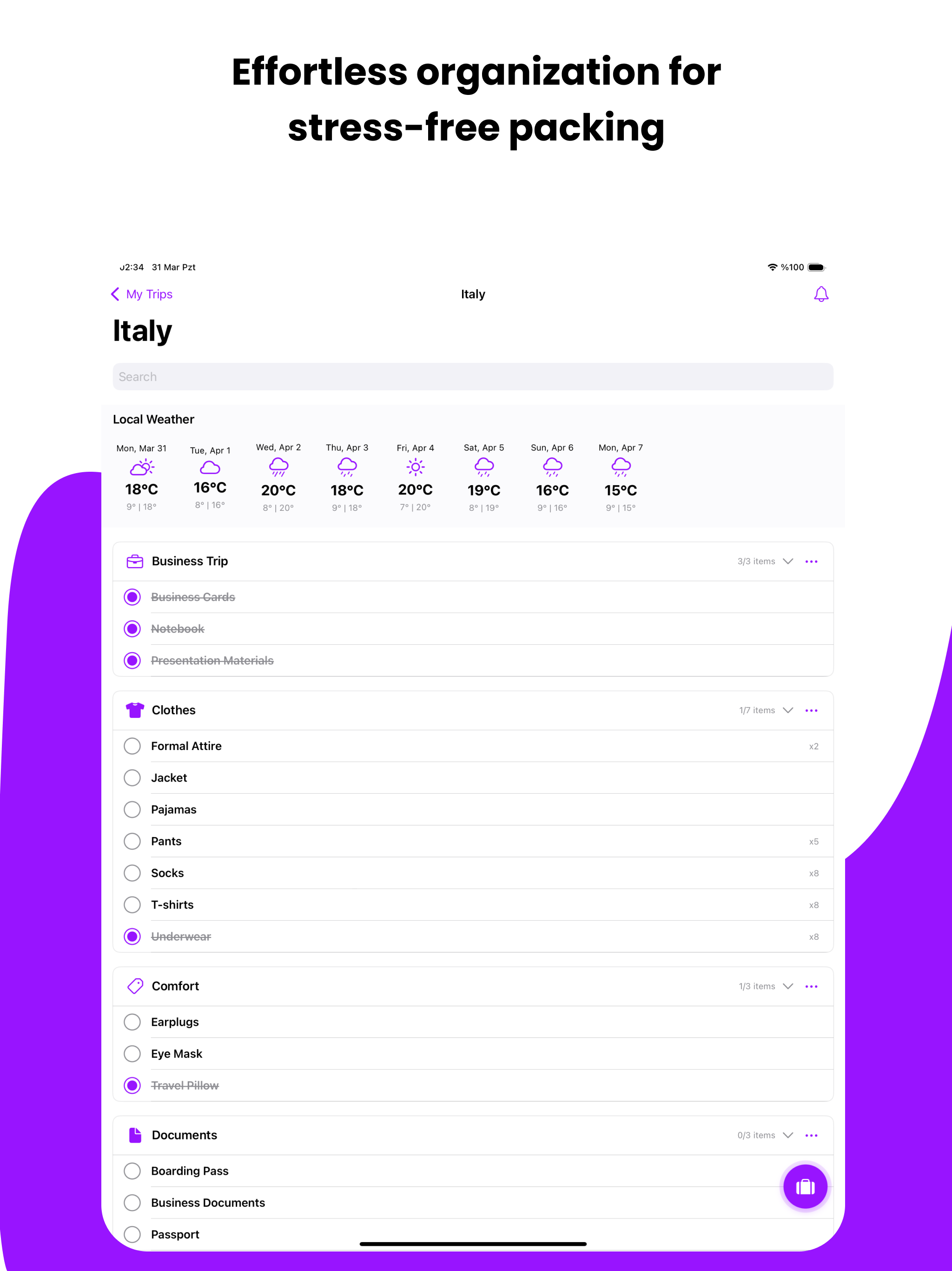 Travel Packing List - Packy screenshot 5