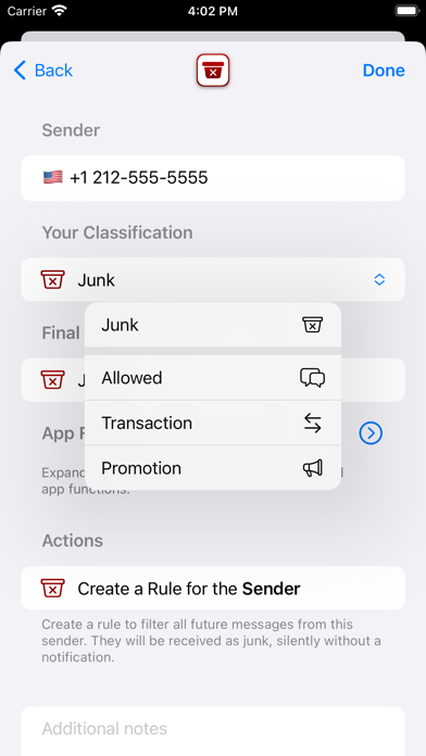 Junkman: A.I. SMS Blocker Screenshot