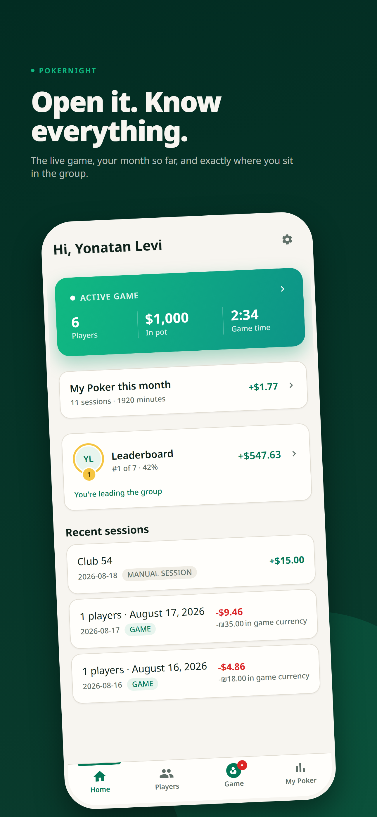 PokerNight: Poker Game Tracker screenshot 8