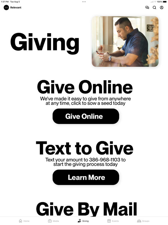 Official Relevant Church App iPad screenshot 3 - Education app