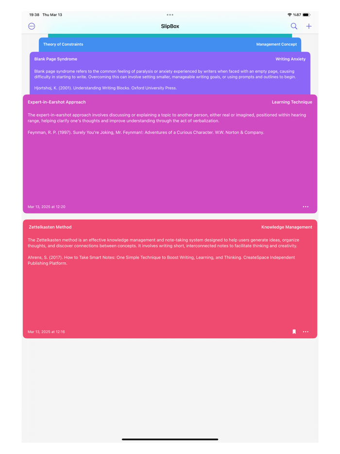 SlipBox – Zettelkasten Notes