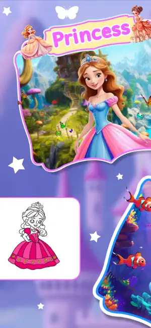 Unicorn & princess color games screenshot 1