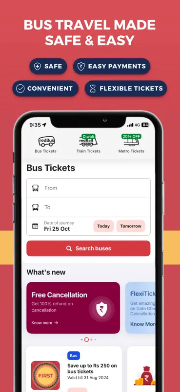 redBus: Bus, Train Booking App screenshot 1 of 8