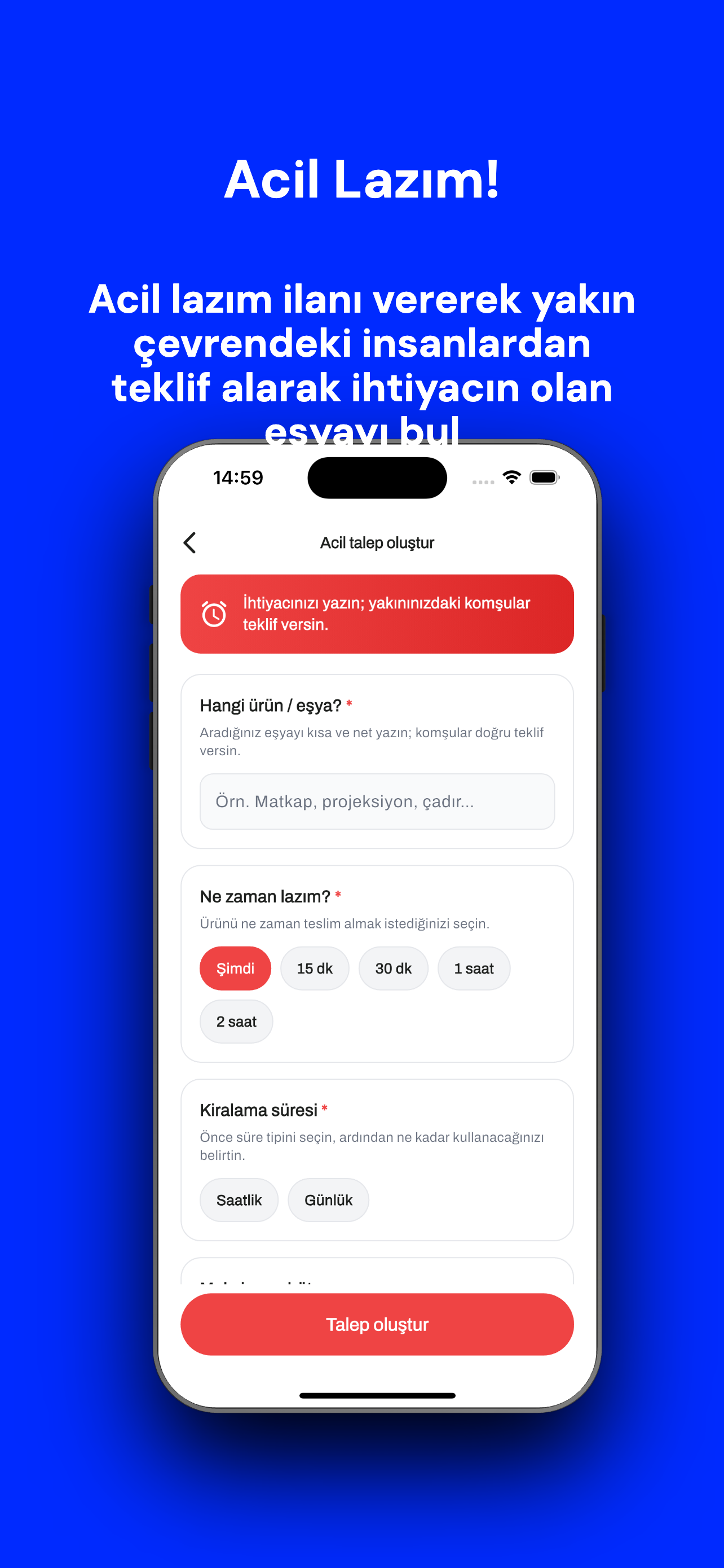 Lazımsa - saatlik eşya kirala screenshot 5