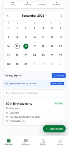 BHCC Calendar App iPhone screenshot