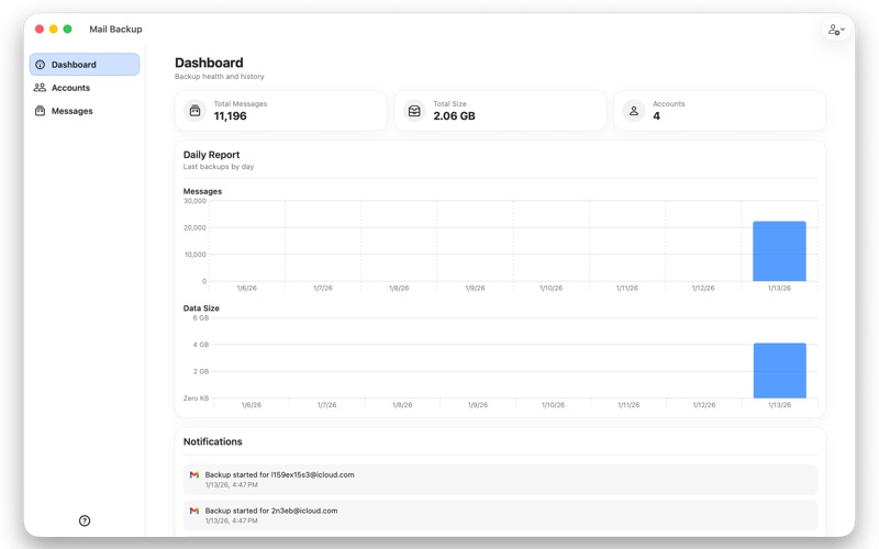 Mail Backup app screenshot