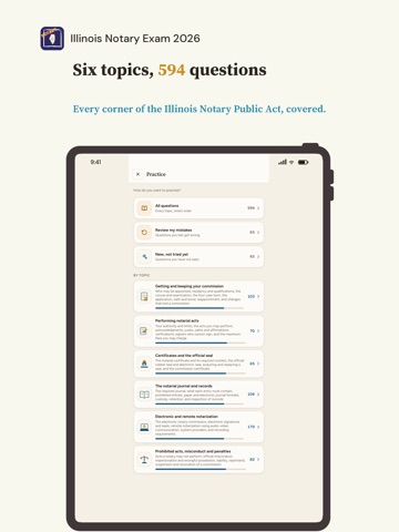 Illinois Notary Exam 2026 iPad screenshot