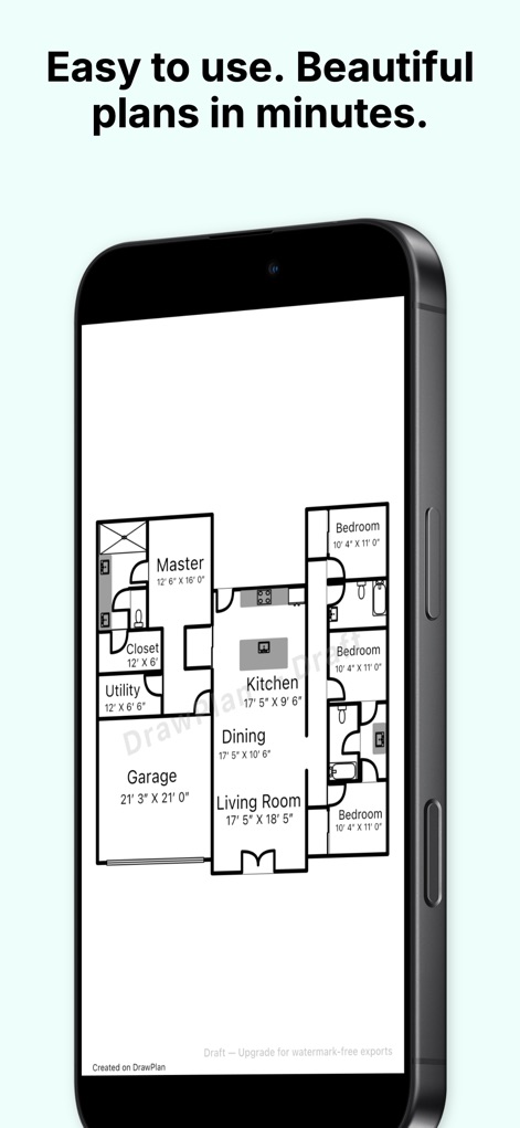 DrawPlan - Observe the clean and professional output of completed floor plans, ready for clear communication and impressive presentation.
