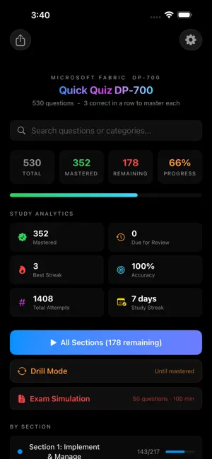 Quick Quiz DP-700 screenshot 1