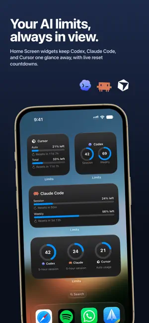 Limits: AI Usage Tracker iPhone screenshot 1