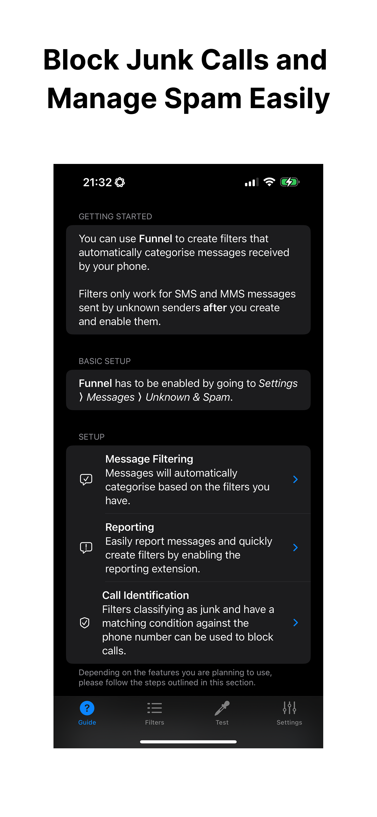 Funnel - SMS and Call Filter