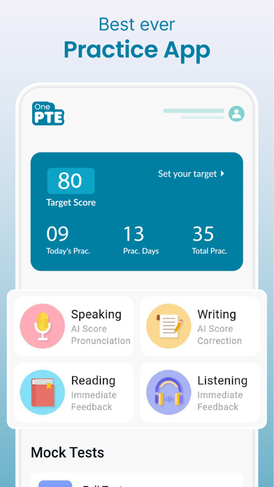 PTE® Exam Practice Preparation Screenshot