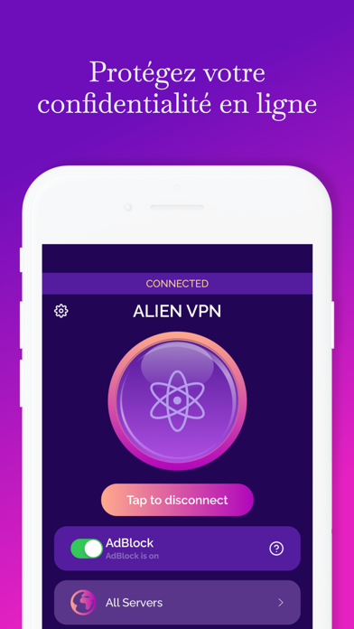 Screenshot #1 pour Alien VPN - Anonyme & AdBlock