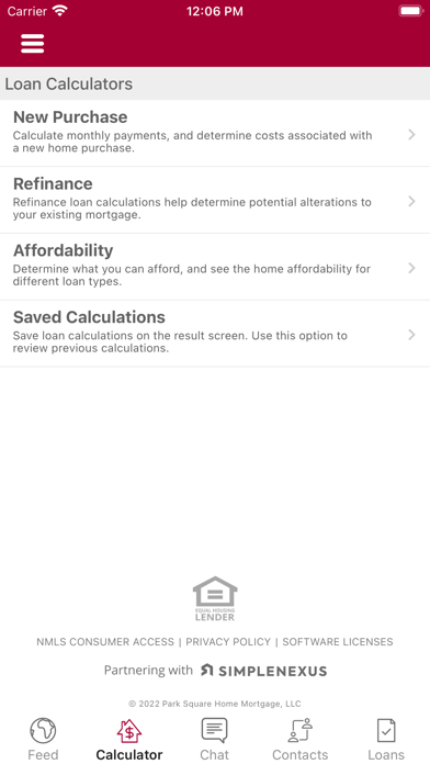 Park Square Home Mortgage Screenshot
