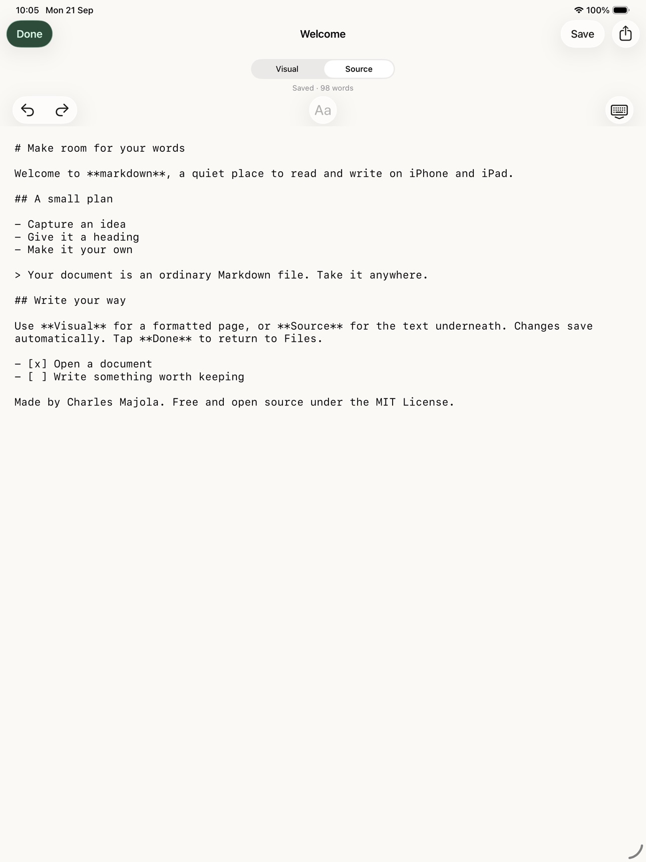 Screenshot 4 of markdown — visual editor