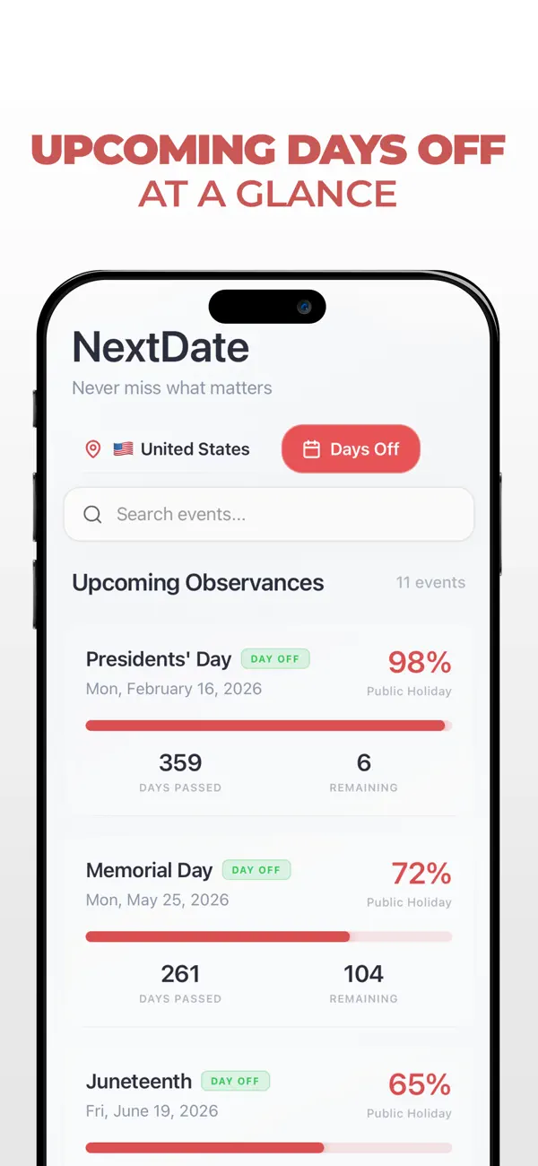 Screenshot #3 pour NextDate: Offline Date Finder