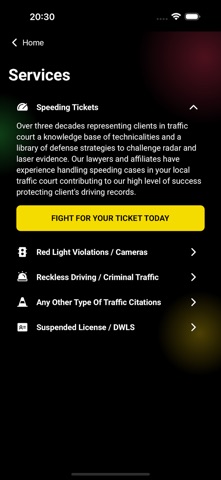 The Ticket Clinic - A Law Firm iPhone screenshot
