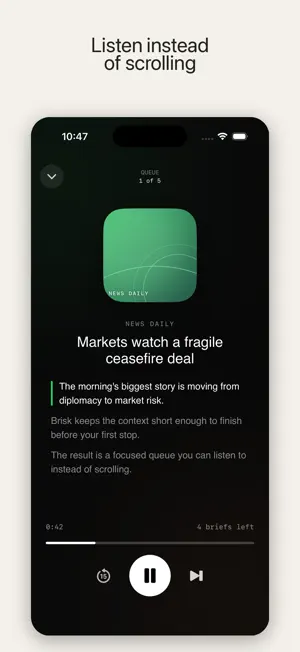 Brisk: Audio News Briefing screenshot 2