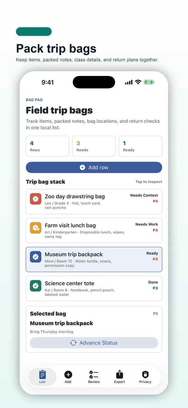 Screenshot #1 pour Field Trip Bag Pad