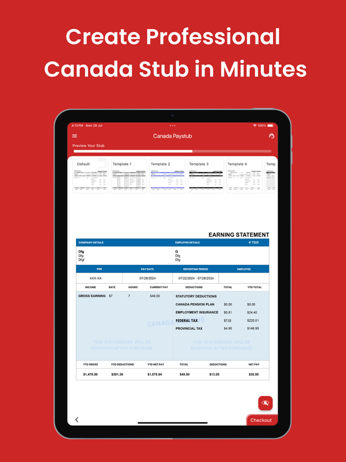Canada Paystub Generator