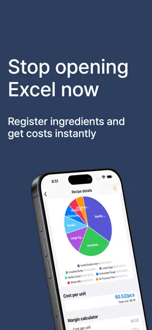 KitchenCost - Recipe Costing iPhone screenshot 1