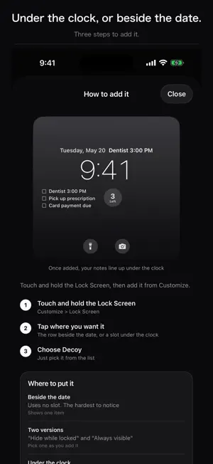 Decoy: Hidden Lock Screen Note screenshot 4