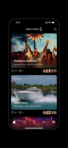 SECTIONS: TABLES & EVENTS screenshot