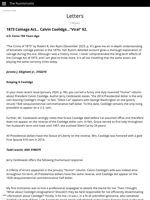 The Numismatist iPad screenshot 6 - Lifestyle app