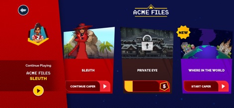 Carmen Sandiego. - carmen-sandiego-acme-files-game-menu