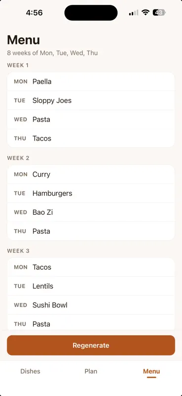 Menuary Meal Planner screenshot 1 of 4