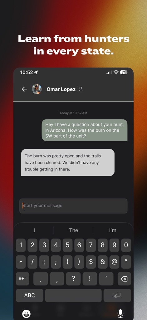 GOHUNT: Research & Maps - The app fosters collaboration, enabling users to engage in direct messages and exchange valuable insights on topics like "burn" areas and "trails" with fellow hunters.