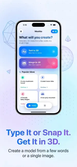 Meshy AI Generator 3D Model iPhone screenshot 1