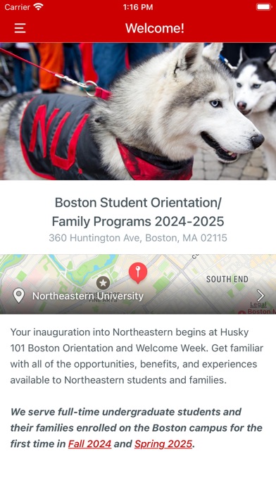 Northeastern Orientation Screenshot